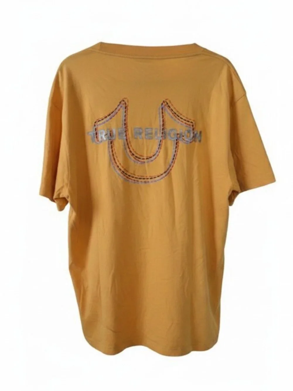 True Religion 1XL Oak Buff Logo Tee Shirt Front & Back Print NWT